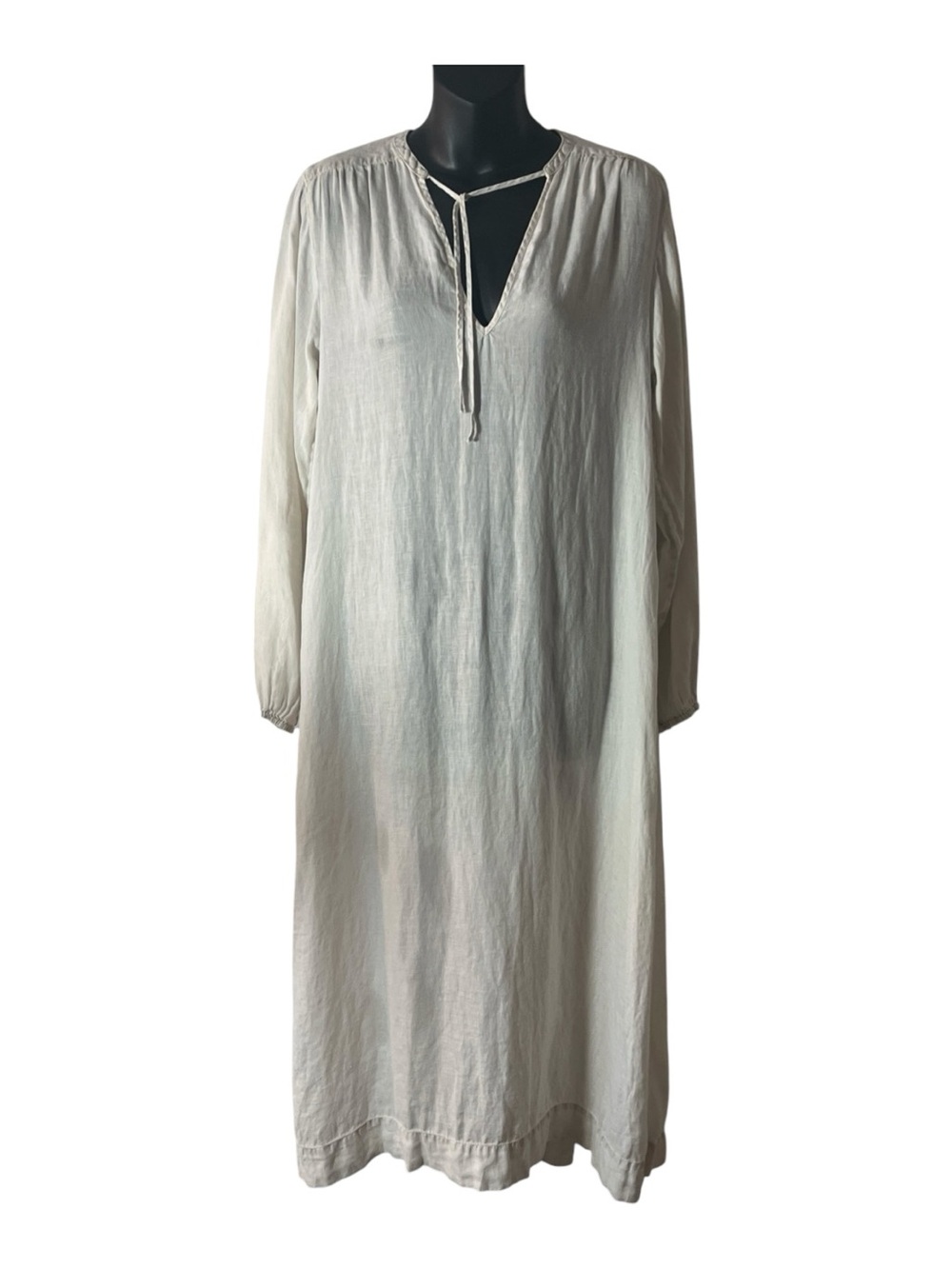 James Perse 100% linen light cream /ivory tunic dress with sides slits sz 1T